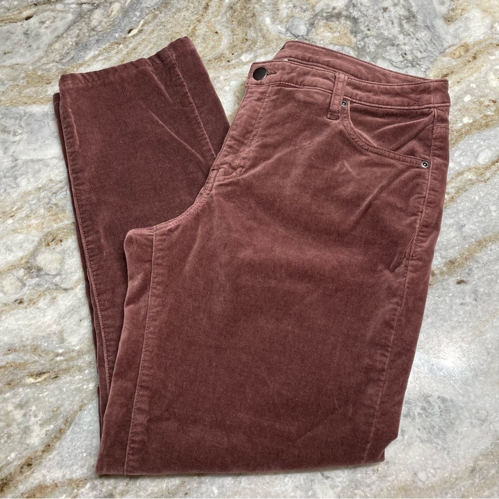 Sundance Velvet Slim Skinny Mid Rise Ankle Pants Pockets Flat Front